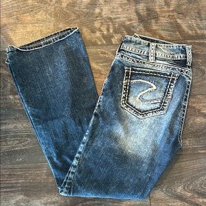 Silver Jeans Dark Blue Straight Leg Denim